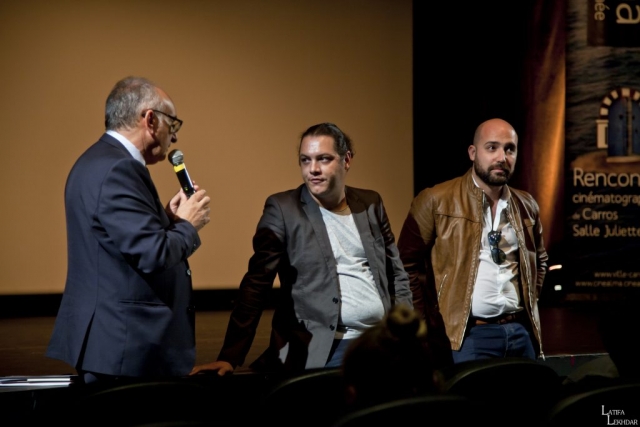 Débat autour du film Hayat avec Charles Scibetta, le Maire de Carros, Raouf Sebbahi le réalisateur, Mohammed Kaghat, le producteur.