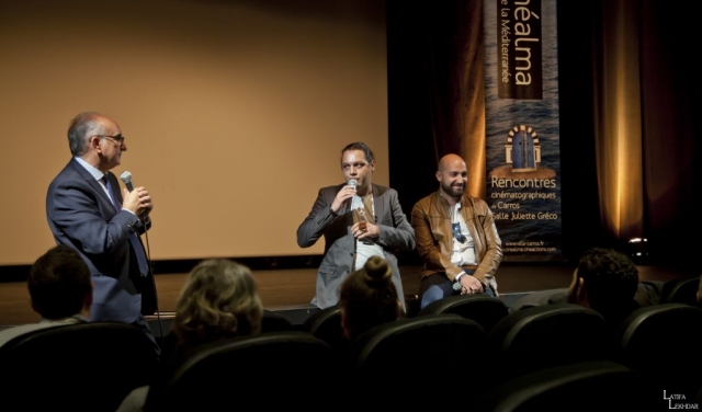 Débat autour du film Hayat avec Charles Scibetta, le Maire de Carros, Raouf Sebbahi le réalisateur, Mohammed Kaghat, le producteur.