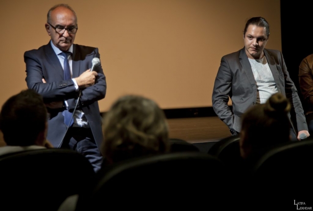 Débat autour du film Hayat avec Charles Scibetta, le Maire de Carros, Raouf Sebbahi le réalisateur, Mohammed Kaghat, le producteur.