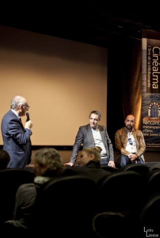 Débat autour du film Hayat avec Charles Scibetta, le Maire de Carros, Raouf Sebbahi le réalisateur et Mohammed Kaghat, le producteur.