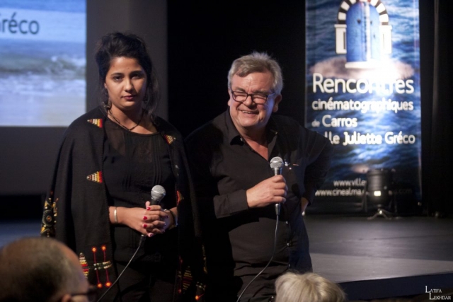 Leila Tilmatine, actrice du film "Madame Courage" et Hubert Corona, de l'association Cinéactions