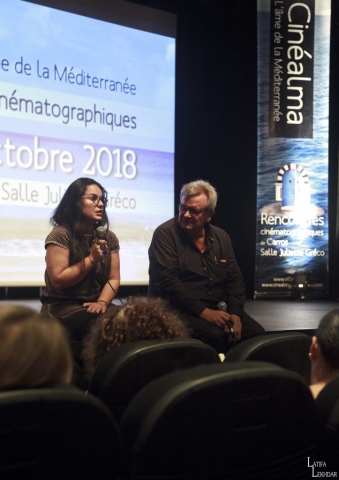 Yasmine Chouikh, réalisatrice "Jusqu'à la fin des temps" en compagnie de Hubert Corona de l'association Cinéactions