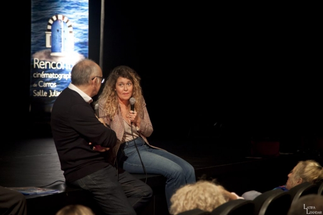 Charles Scibetta, Maire de la ville de Carros et Meryem Benm'Barek réalisatrice du film marocain "Sofia"