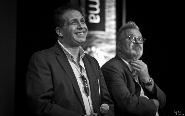 Nour-Eddine Lakhmari , réalisateur du film "Burn Out" et et Egil ODEGARD, producteur du film lors du débat avec le public.