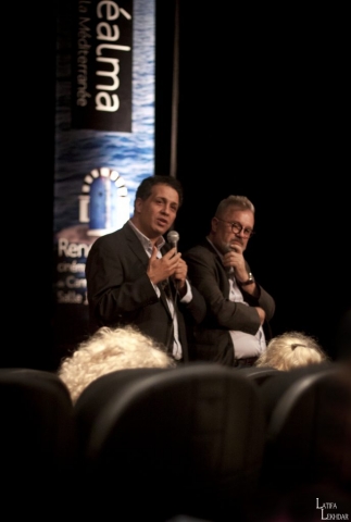 Nour-Eddine Lakhmari , réalisateur du film "Burn Out" et et Egil ODEGARD, producteur du film lors du débat avec le public.