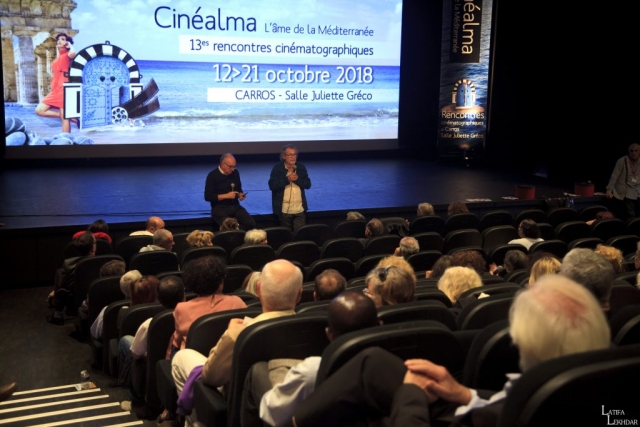 Charles Scibetta, Maire de la ville de Carros et Aziz Salmy, réalisateur du film "Larmes de sable"