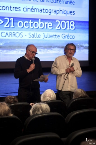Charles Scibetta, Maire de la ville de Carros et Aziz Salmy, réalisateur du film "Larmes de sable"