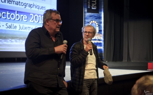 Hubert Corona de l'association Cinéactions et Abbes Zahmani, acteur du film "Tazzeka"